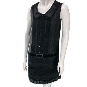 Anna Sui for Target Size S Drop Waist Dress Sleeveless Scoop Neck Belted Gothic